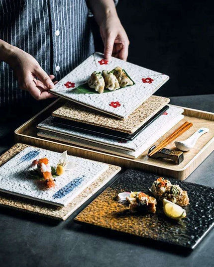 Elegant Japanese Square Platter for Stunning Culinary Presentations