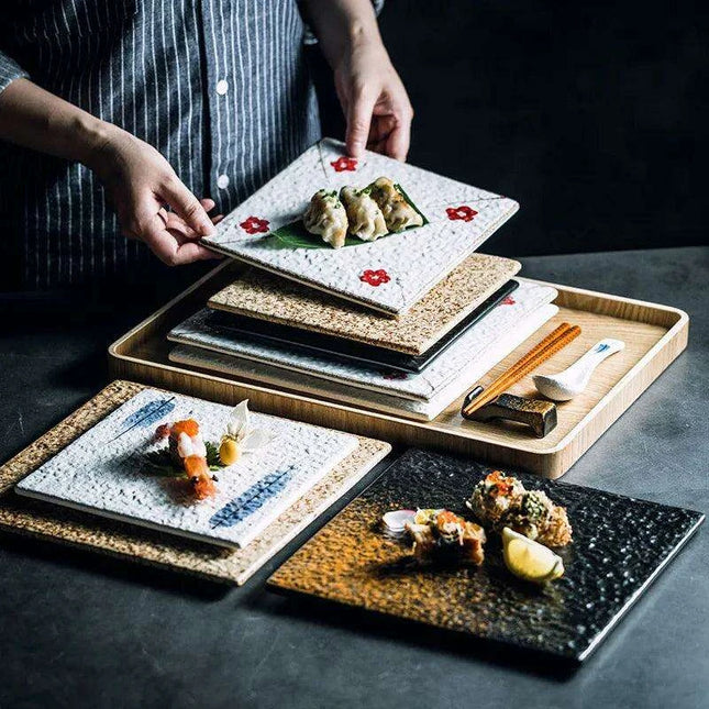 Elegant Japanese Square Platter for Stunning Culinary Presentations