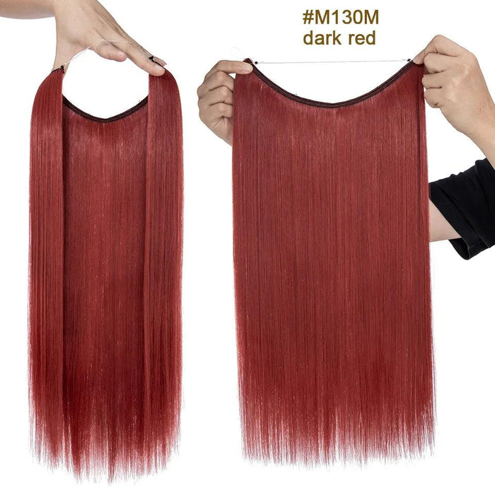 20-Inch Versatile Adjustable Invisible Wire Hair Extensions - Curly and Sleek Options