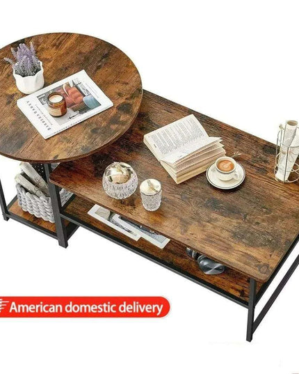 Transformable Rustic Coffee Table Duo with Innovative Storage Solutions