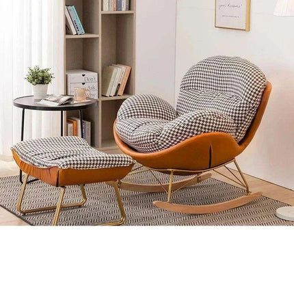 Plush Velvet Nordic Rocking Chair - Elegant Lounge Seating for Ultimate Relaxation