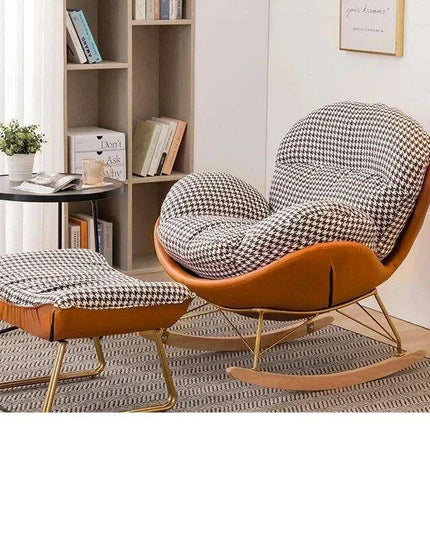 Plush Velvet Nordic Rocking Chair - Elegant Lounge Seating for Ultimate Relaxation