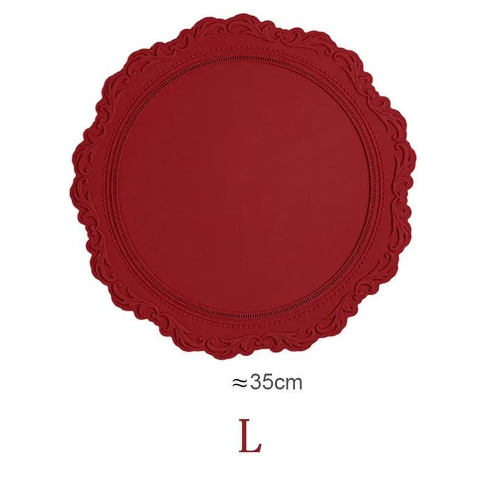 Elegant Embossed Flower Silicone Placemats - Enhance Your Dining Experience