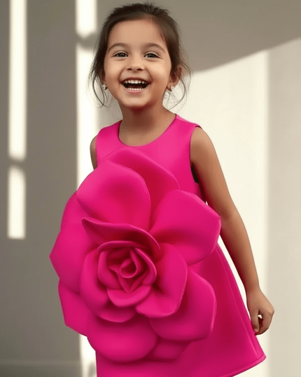 Elegant Floral Summer Dress for Girls - Perfect Party and Stage Show Outfit