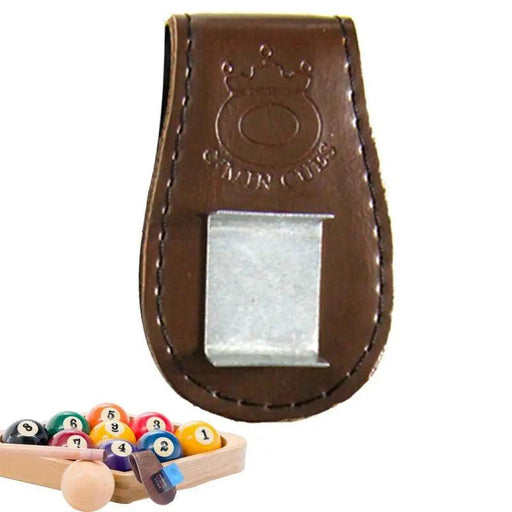 Magnetic Leather Billiard Chalk Holder with Belt Clip and Secure Closure