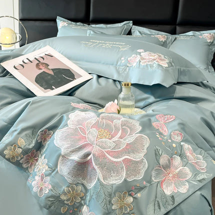 Beautiful Life 888 Luxury 100% Cotton Embroidered Duvet Cover Set, 4pc