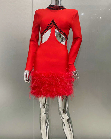 Glamorous Beaded Bodycon Mini Dress for Festive Occasions