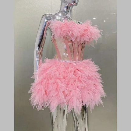 Charming Pink Lace-Up Mini Dress - Perfect for Celebrations and Events