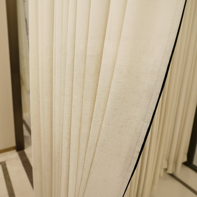 Cream Linen Gauze Curtains - Luxury Tulle Design
