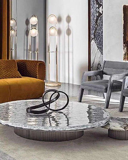 Elegant Round Marble Corner Coffee Table - Chic Nesting Design for Any Space
