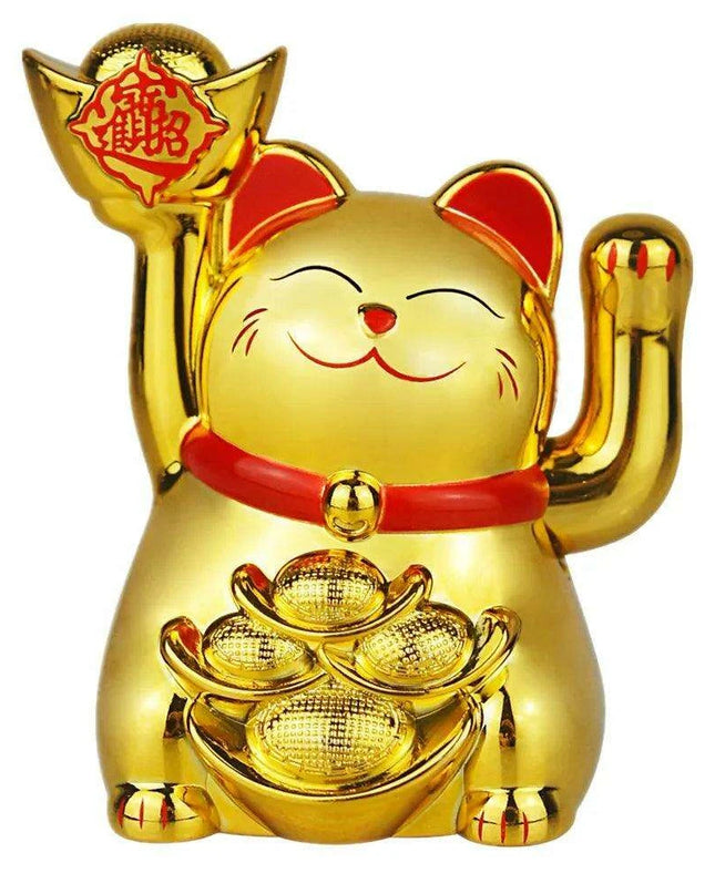 Solar-Powered Waving Lucky Cat Figurine - A Symbol of Joy and Good Fortune