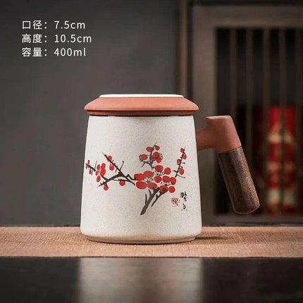 Sophisticated Purple Clay Travel Tea Mug Set with Infuser and Lid - 400ml for Office and Leisure