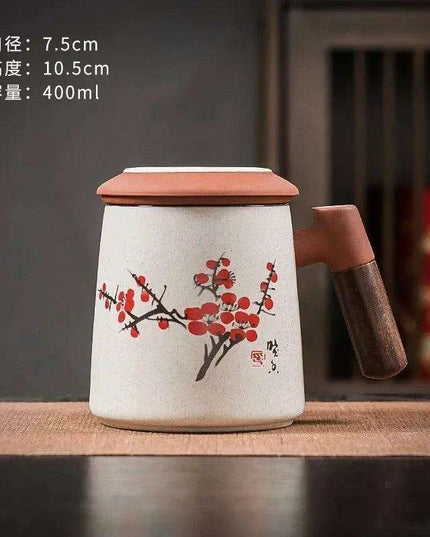 Sophisticated Purple Clay Travel Tea Mug Set with Infuser and Lid - 400ml for Office and Leisure