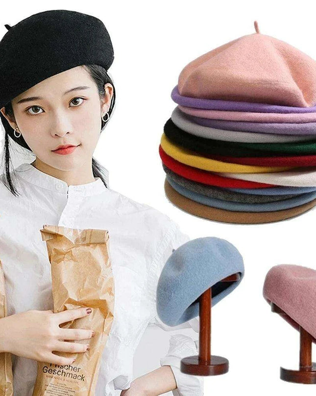 Elegant Wool Beret - Classic Winter Accessory for Women and Teens
