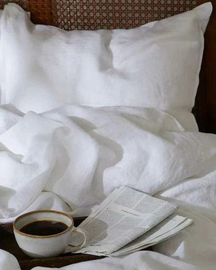 Elegant French Flax Linen Duvet Cover in Soft White