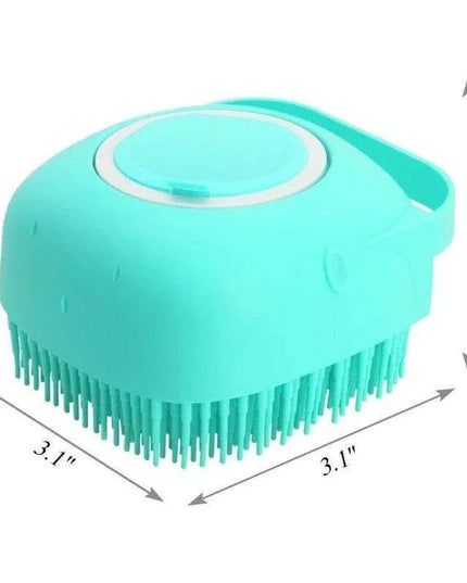 Silicone Pet Grooming Brush with Shampoo Dispenser - 2.7oz Capacity for Easy Bathing