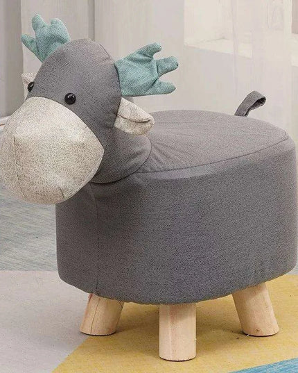Charming Cartoon Animal Wooden Stool for Kids - Fun and Portable Shoe Changing Seat