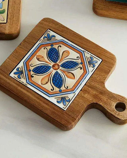 Chic Wooden Beverage Coasters - Heat-Resistant Drink Pads for Home and Workspace