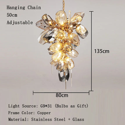 Modern Artistic Gold LED Glass Chandelier — Multi-Form, Custom Sizes