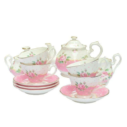 Elegant European Bone China Tea Set with Ceramic Spoons - Luxurious 9-Piece Collection for Coffee and Espresso