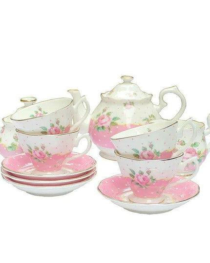 Elegant European Bone China Tea Set with Ceramic Spoons - Luxurious 9-Piece Collection for Coffee and Espresso