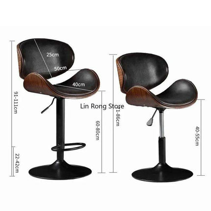 Chic Adjustable Genuine Leather Bar Stool - Stylish Modern Comfort Solution
