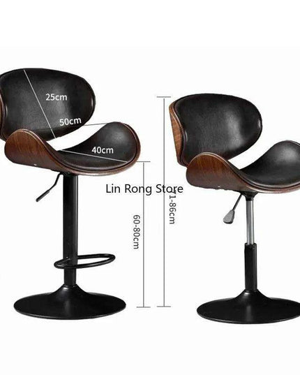 Chic Adjustable Genuine Leather Bar Stool - Stylish Modern Comfort Solution