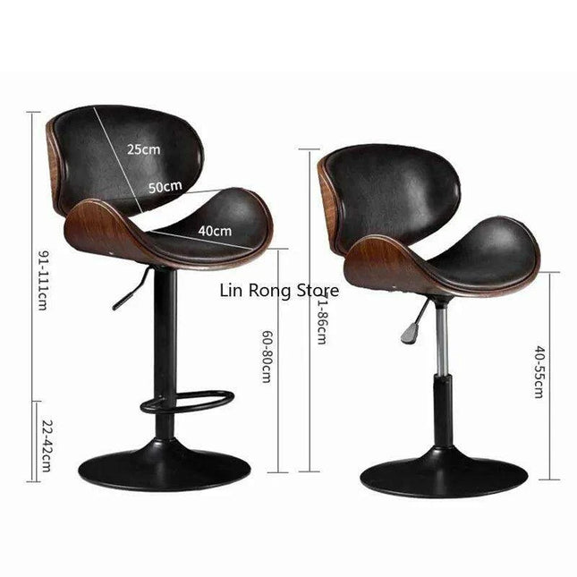 Chic Adjustable Genuine Leather Bar Stool - Stylish Modern Comfort Solution