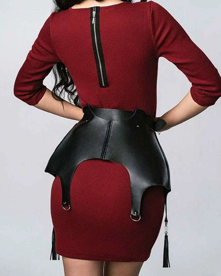 Bold Statement Leather Harness Skirt for Women - Trendsetting Urban Fashion Essential