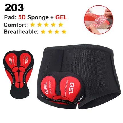 Men's 5D Gel Pad Cycling Shorts — Breathable Padded Bike Underwear