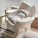 Cream Style Nordic Embrace Chair with Genuine Leather Cover