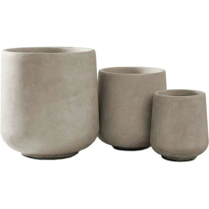Contemporary Round Concrete Planter Collection with Drainage for Stylish Environments