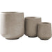 Sleek Concrete Circular Plant Pot Set with Gentle Curves and Drainage Openings