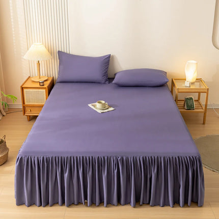 Soft Bed Skirt with Reactive Print - Breathable Mattress Cover, 12 Colors