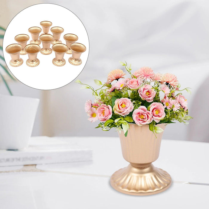 10pcs Creative Golden Flower Trumpet Vases - Wedding Party Centerpieces Holder