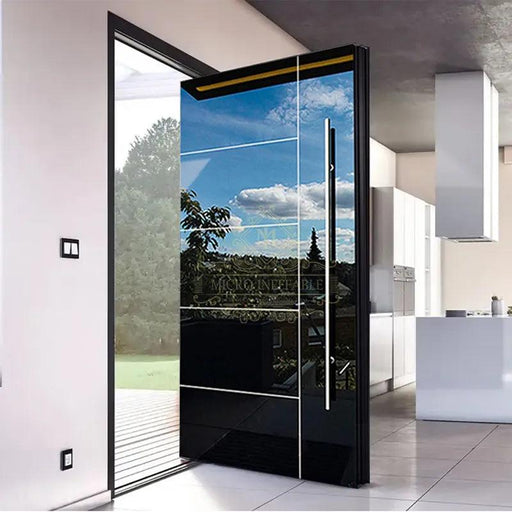 Luxurious Stainless Steel Pivot Front Door for High-End Residences