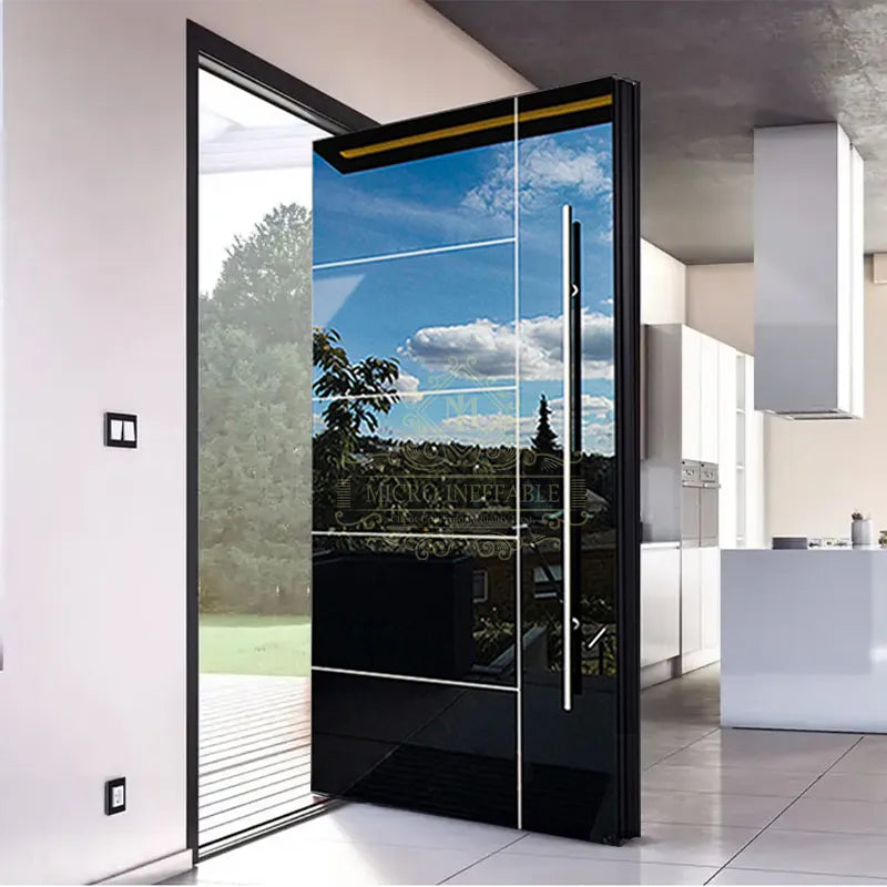 Luxurious Stainless Steel Pivot Entry Door - Elegant Residential Exterior Main Door