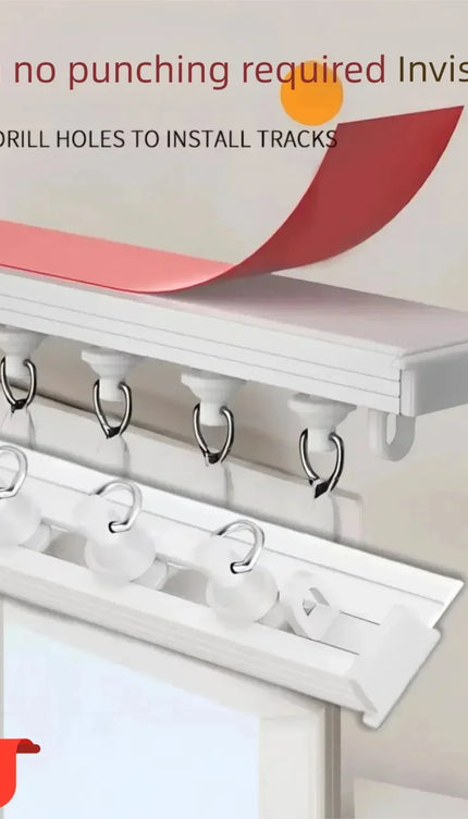 No-Drill Self-Adhesive Ceiling Curtain Track — Silent Sliding Rail