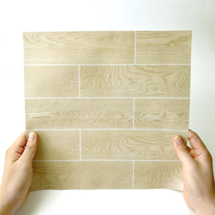 My Funny Life Self-Adhesive Wood Grain Floor Wallpaper - Thickened, Pe