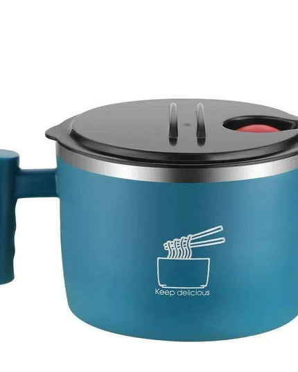 Charming 1000ml Insulated Stainless Steel Ramen Bowl with Lid & Handle - Ideal for Soups, Salads, and Breakfast Favorites