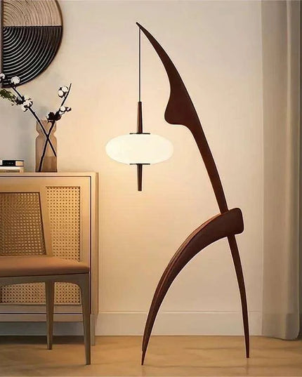 Stylish Adjustable Walnut Wood Floor Lamp for Modern Interiors