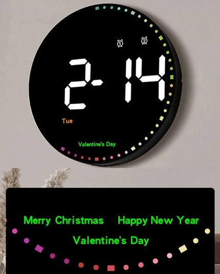 Stylish 10" or 12" Digital LED Wall Clock with Dual Alarms, Temperature Display, and Calendar for Modern Home Decor