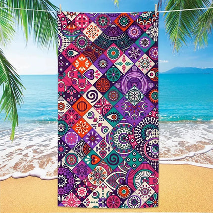 A20MaoX Mandala Beach Towel - Soft Quick-Dry Microfiber, Colorful Desi