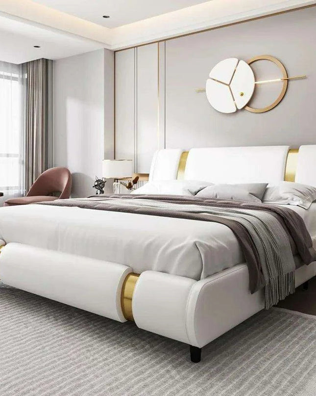 Elegant Golden Upholstered Adjustable Bed Frame
