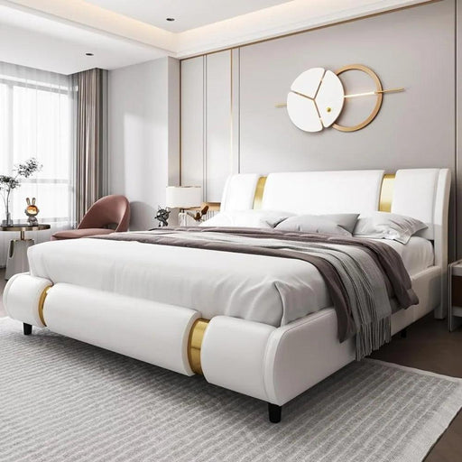 Elegant Golden Upholstered Adjustable Bed Frame
