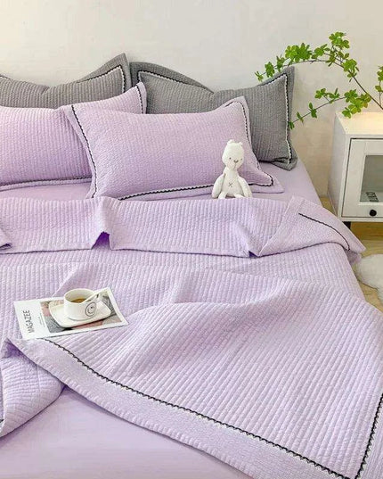 Elegant French-Style Summer Quilt Set with Bubble Yarn - Skin-Friendly