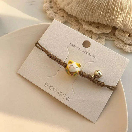 Lucky Cat Beaded Bracelet - Adjustable Harajuku Fashion Statement for Trendy Girls