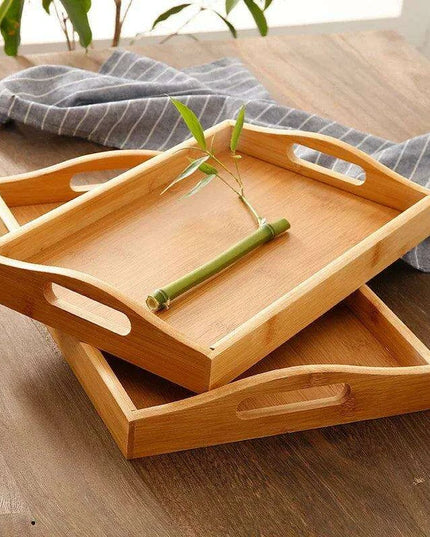 Sustainable Bamboo Rectangular Serving Tray for Tea, Fruits, and Desserts