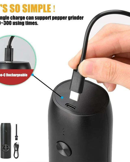Rechargeable Electric Salt and Pepper Grinder Set with One-Handed Operation and Adjustable Grind Settings