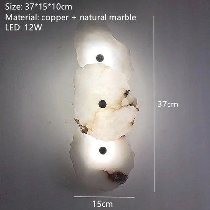 Natural Marble LED Wall Lamp — Copper Luxury Sconce, 1–9 Marble Shades